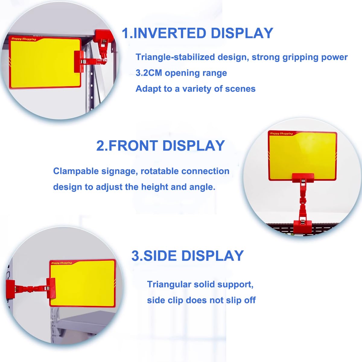 3Pcs Monitor Sign Clips - Red Table Top Paper Holder for Computer Screens, Artist Supplies & Office Use - Perfect for Retail Displays, Restaurants & Workspace Organization