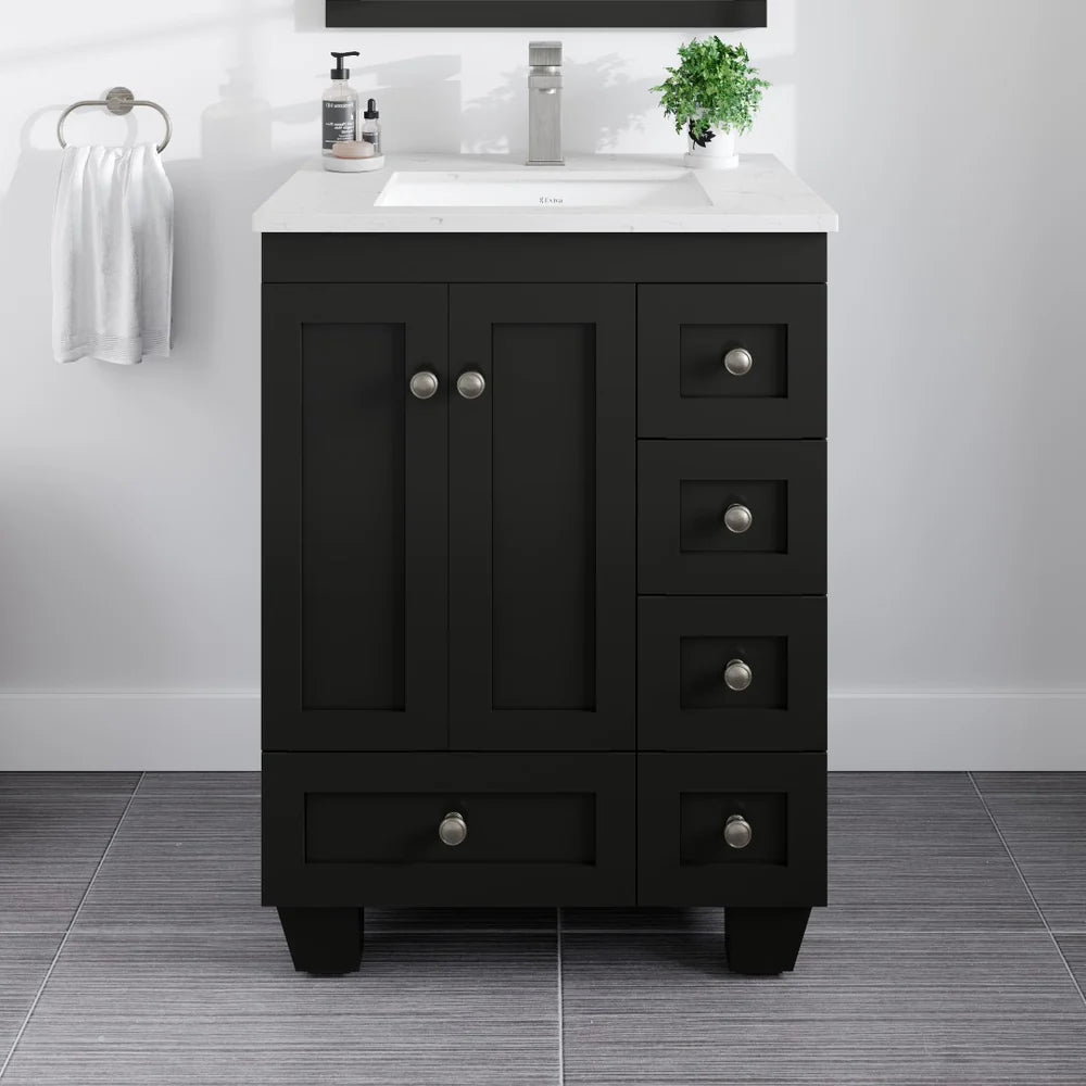 Eviva Acclaim 24 Inch Modern Bathroom Vanity Set with Carrara Quartz Countertop - Perfect for Small Bathrooms, Powder Rooms & Master Bath Renovations