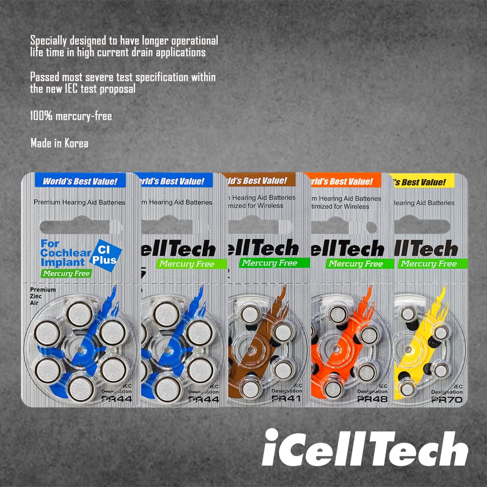60 Pack iCellTech Size 10 Hearing Aid Batteries - Long-Lasting Power for Hearing Aids, Perfect for Daily Use at Home, Work, or Travel