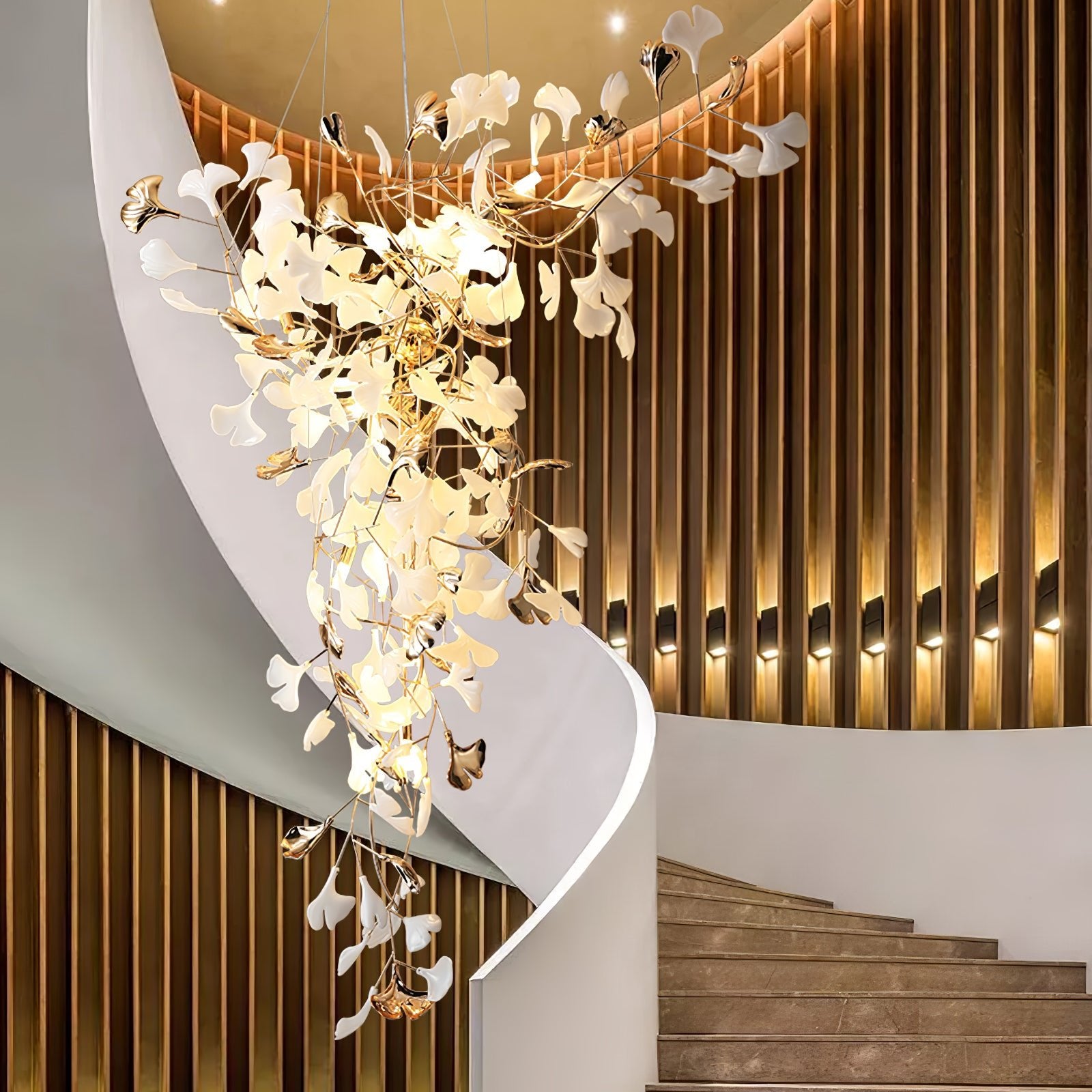 Elegant Ginkgo Leaf Tip Crystal Chandelier - Modern Gold Ceiling Light Fixture for Dining Room, Living Room & Bedroom Decor