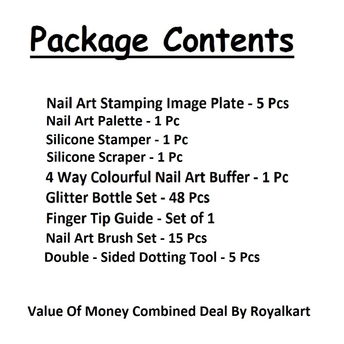 RoyalKart Professional Metal Nail Art Kit - 5 Design Plates, 48 Glitter Colors, 5 Dotting Tools, 15 Nail Brushes & Silicone Stamper for Salon-Quality Manicures at Home | DIY Nail Design, French Tips, Ombre & Glitter Nails