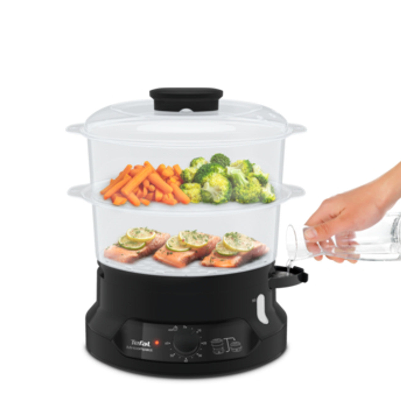 Tefal VC139865 2-Tier Mini Compact Steam Cooker – Healthy Cooking for Vegetables, Rice & Seafood | Perfect for Small Kitchens & Quick Meals