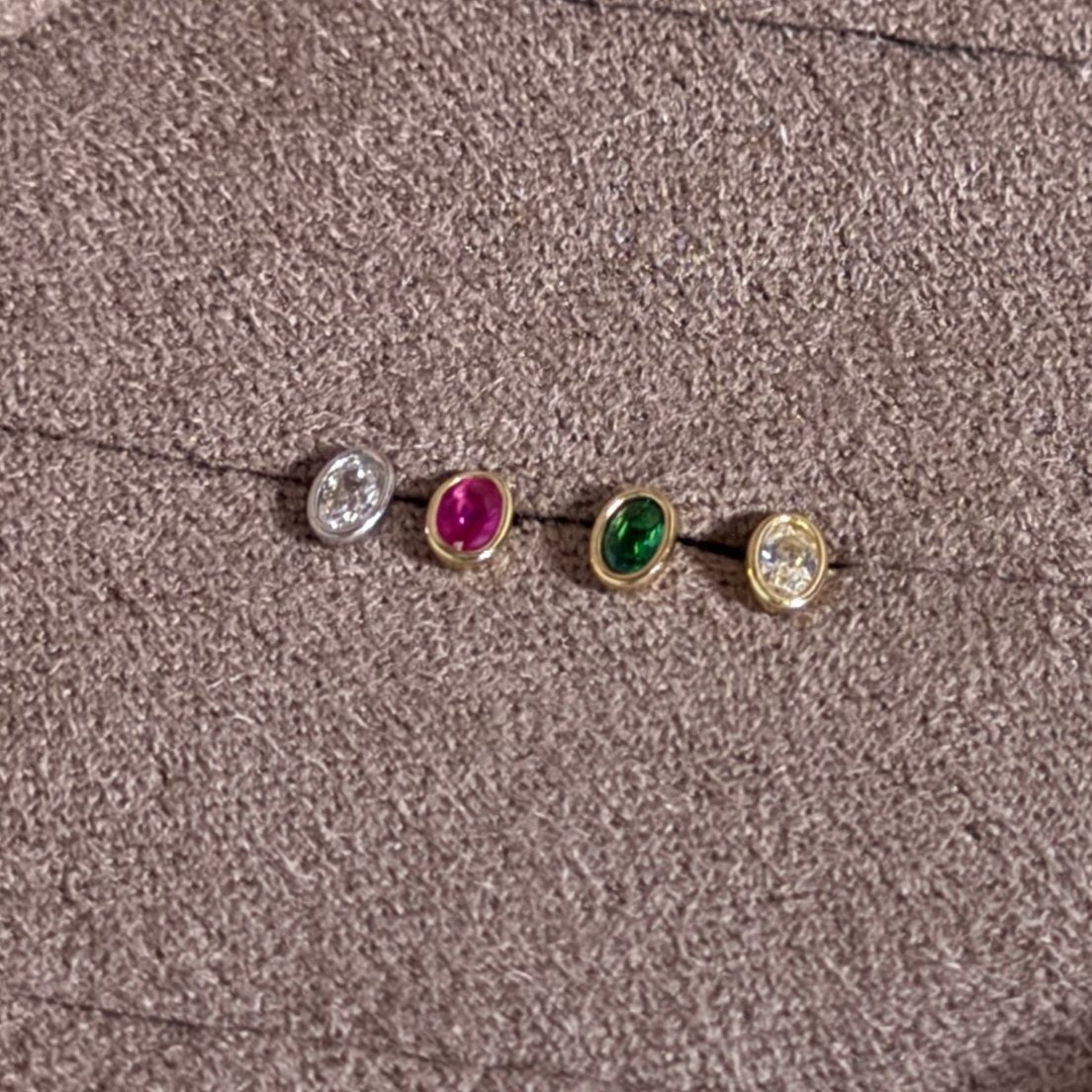 14K Yellow Gold Oval Gemstone Stud Earrings - Bezel Set Flat Back for Sensitive Ears | Perfect for Daily Wear, Work & Special Occasions