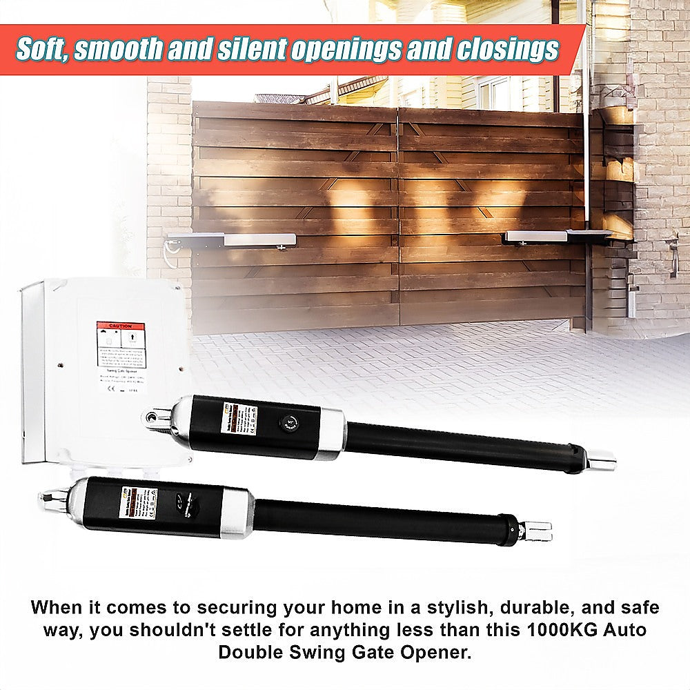 1000KG Heavy Duty Double Swing Automatic Gate Opener with Remote Control - Perfect for Driveway, Farm, and Commercial Property Security