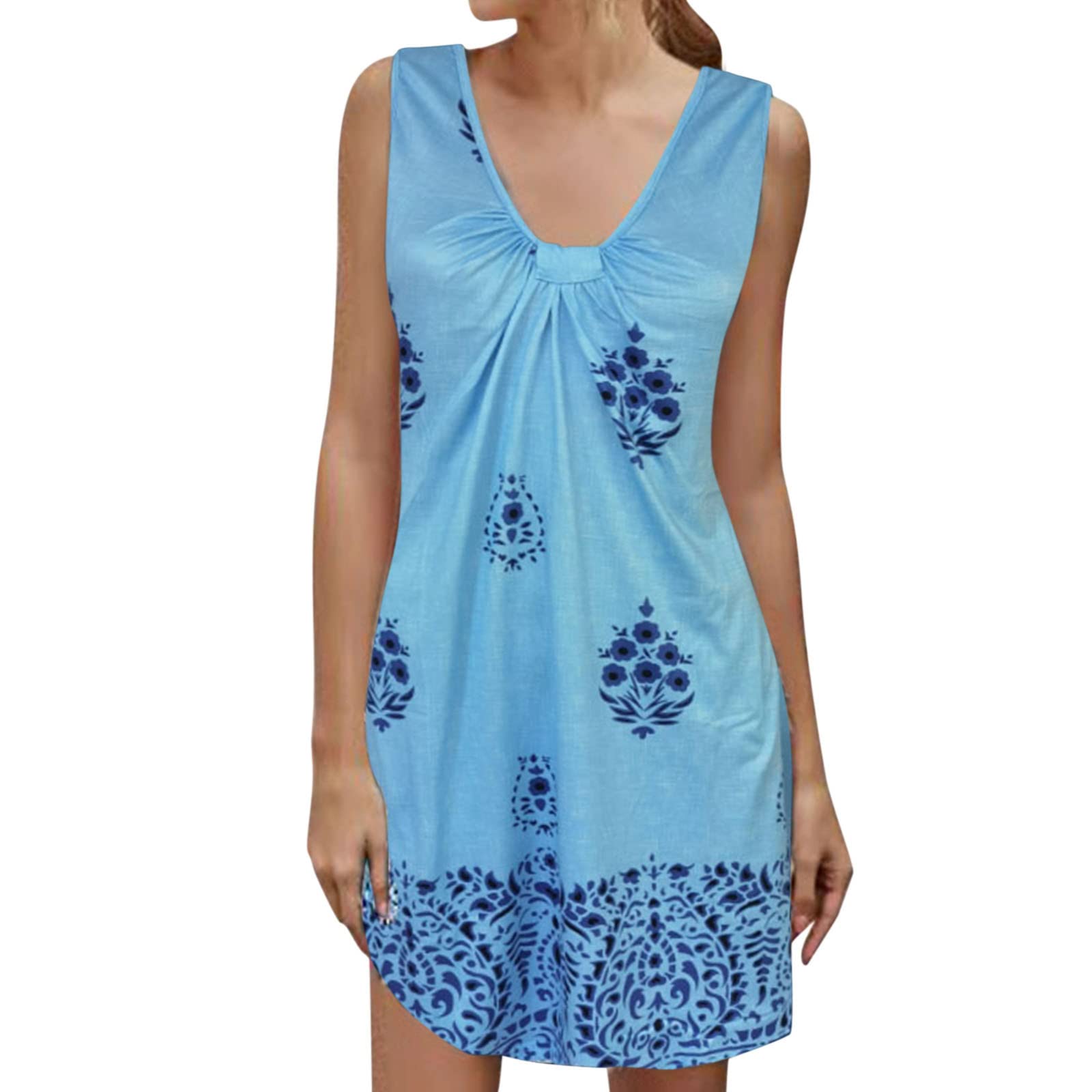 Women's Floral Beach Shirt Dress - Sleeveless Casual Summer Dress with Pockets | Perfect for Vacations, Outings & Relaxing by the Sea