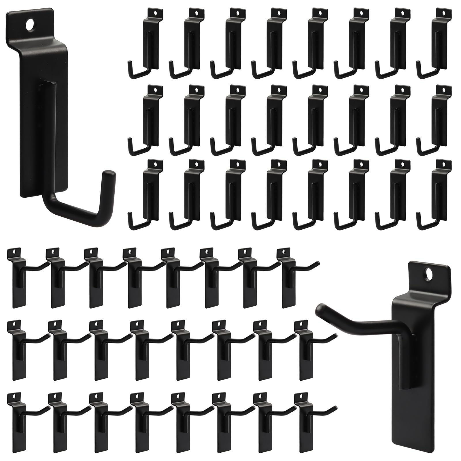 50 Pack Slatwall Accessories Kit - 25 J Shaped Hooks & 25 Straight 2