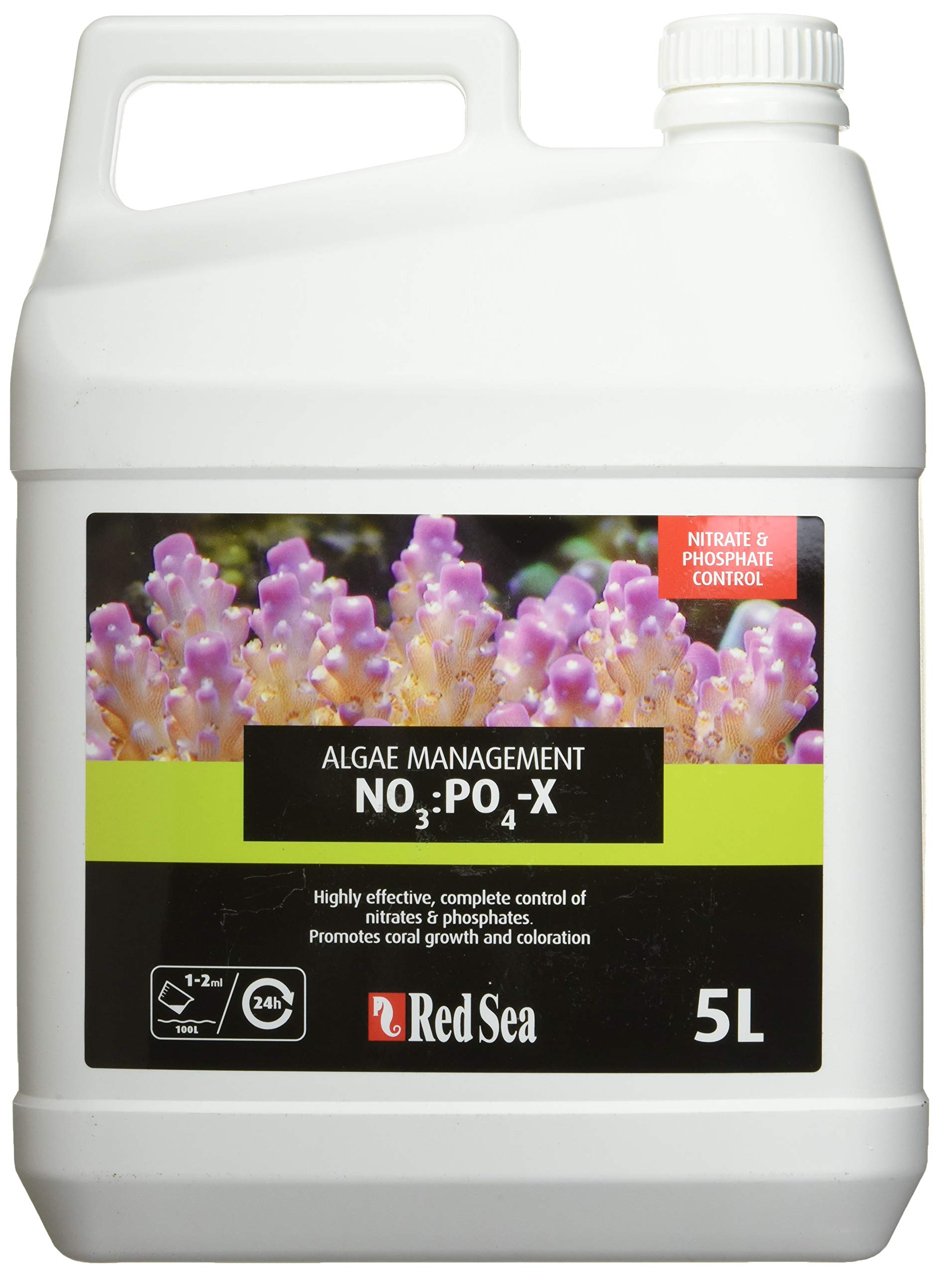 Red Sea NO3:PO4-X Nitrate & Phosphate Reducer - 5L for Saltwater Aquariums | Coral Reef & Marine Fish Tank Water Treatment