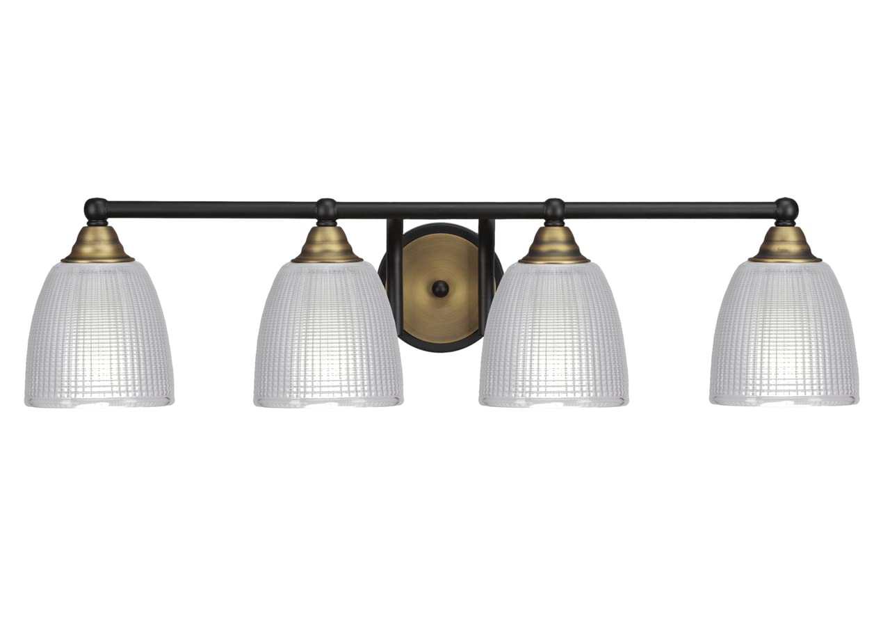 Toltec Lighting Paramount 4-Light Bathroom Vanity Bar in Matte Black & Brass (3424-MBBR-500) - Perfect for Modern Bathroom, Powder Room, and Spa Lighting Decor