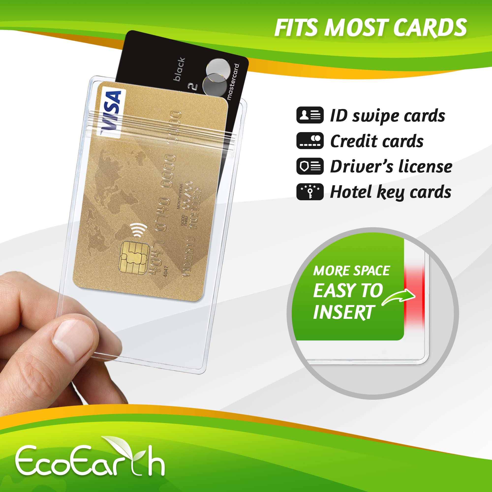 EcoEarth Vertical Card Protector with Soft Edge - Premium Sealable 2.25x3.5 Inch (1000 Pack) - Waterproof ID Badge & Name Tag Holders Bulk - Perfect for Offices, Events, Conventions & Employee Identification