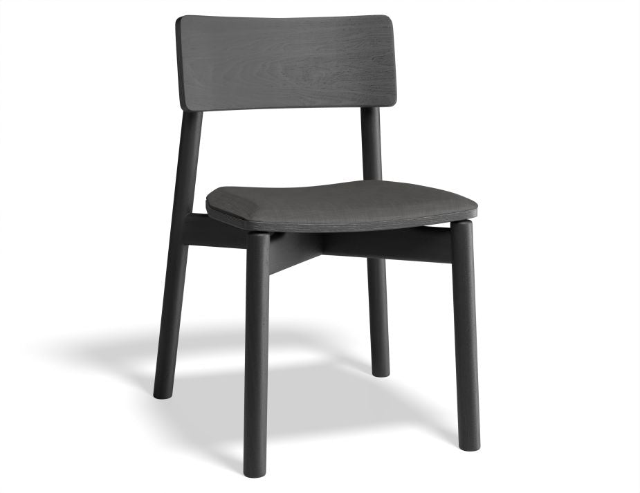 Andi Cafe Chair with Fabric Seat Pad - Black Ash Wooden Dining Chair for Restaurants, Cafes, and Home Kitchen | Comfortable & Stylish Seating Solution