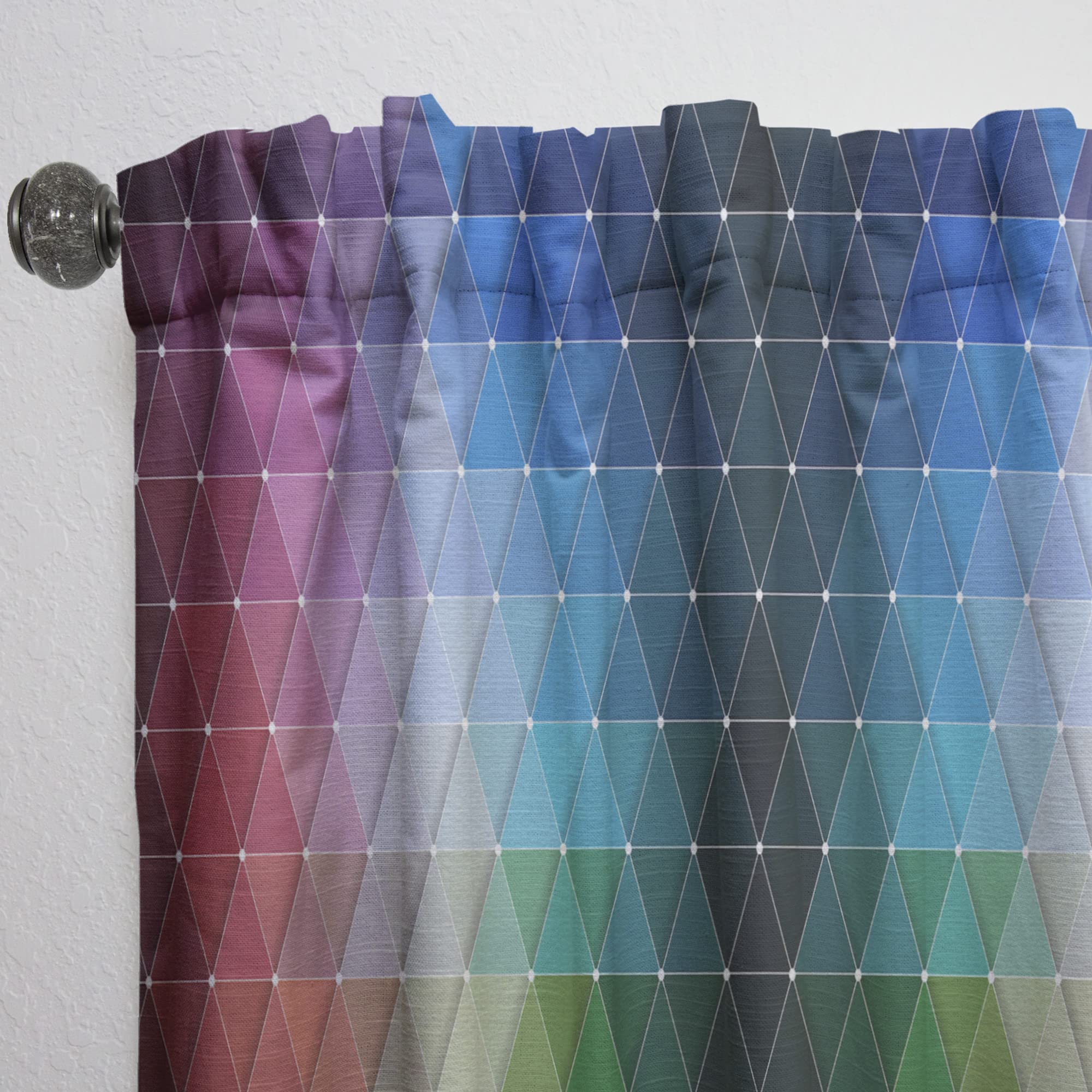 DesignQ Rainbow Geometric Triangle Blackout Curtains - Thermal Insulated Single Panel (52x63 Inch) for Bedroom & Living Room - Modern Window Drapes for Home Decor & Light Blocking