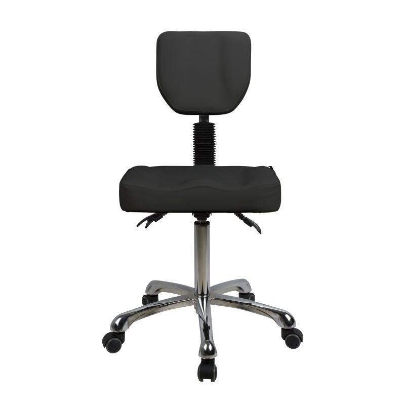 Silverfox Rolling Stool with Backrest 1030 - Adjustable Height Rolling Office Chair with Wheels & Lumbar Support - Perfect for Salon, Tattoo Studio, Medical Clinic & Home Office Use