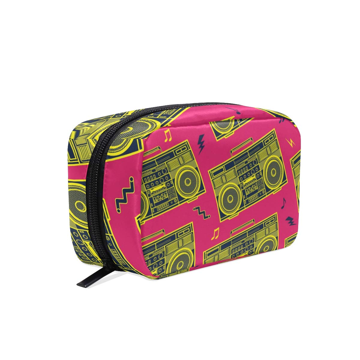 Vintage Radio Train Case Cosmetic Bag for Women - Red Retro Makeup Organizer with Zipper, Travel Toiletry Pouch & Handbag Carry Case | Perfect for Travel, Gym, and Daily Beauty Essentials Storage
