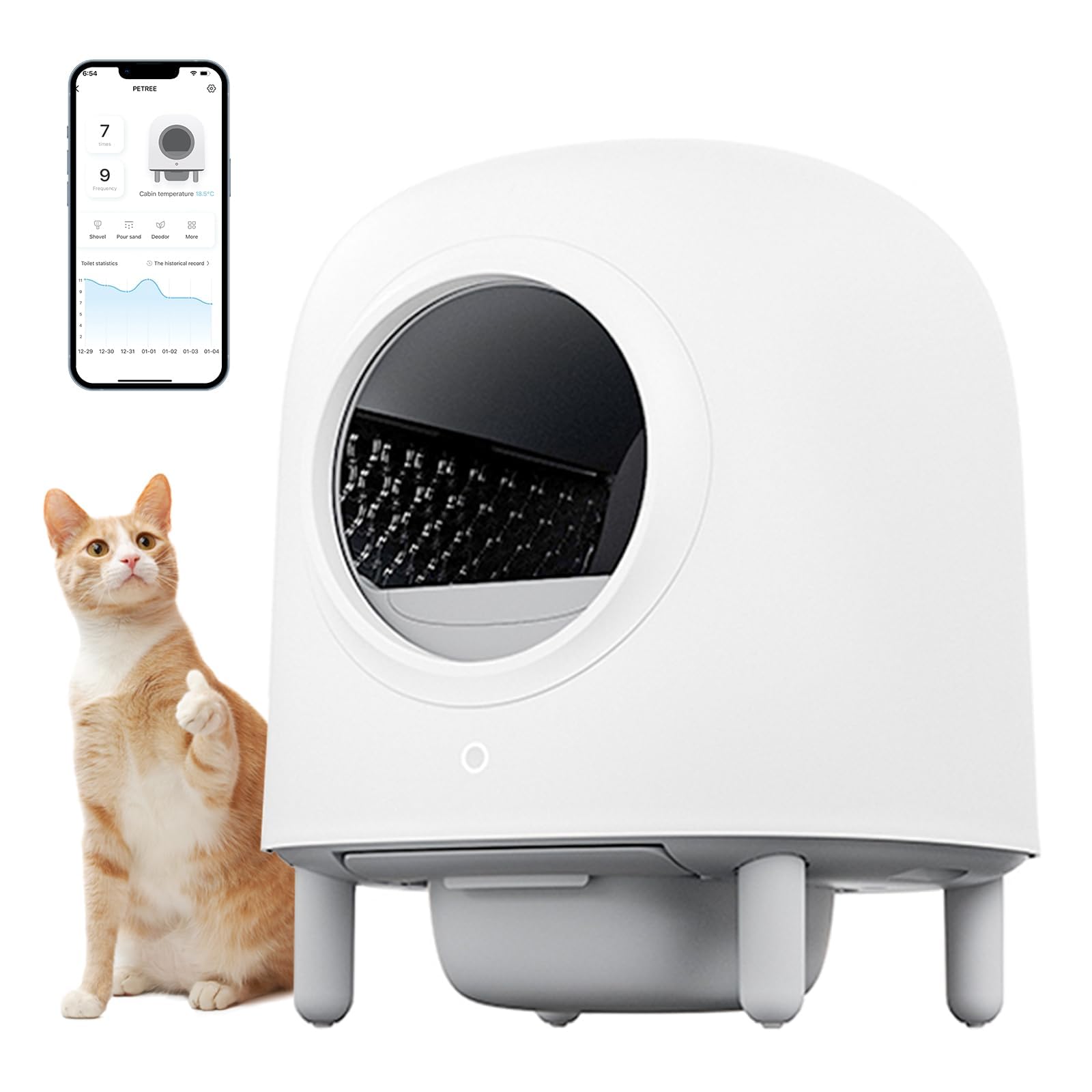 Self Cleaning Cat Litter Box - Automatic Odor Control Kitty Litter Box with APP Remote Monitoring, Anti-Pinch Design for Multiple Cats (Extra Large) - Perfect for Smart Homes & Busy Pet Owners