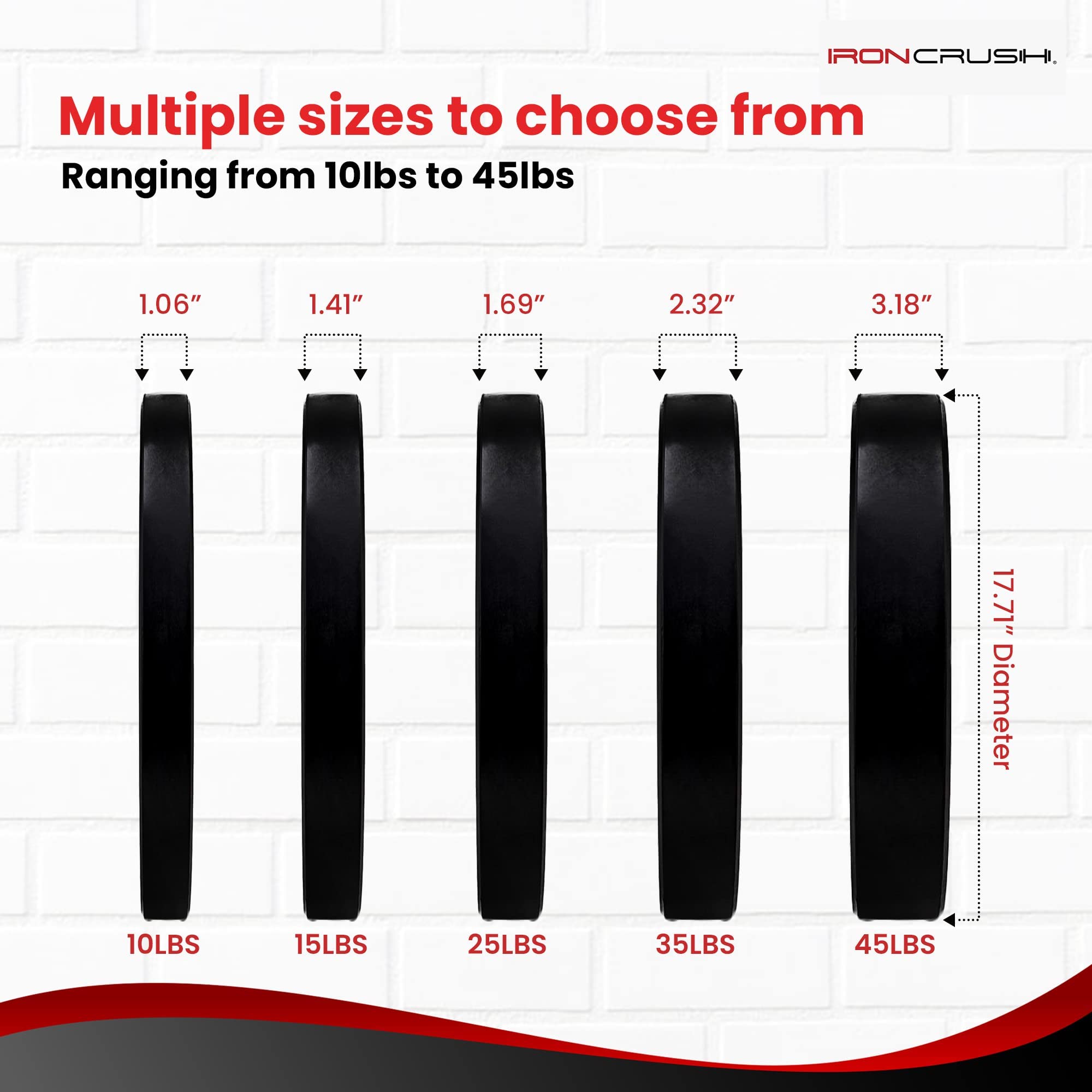 Iron Crush Olympic Bumper Plates Set - Virgin Rubber Weight Plates for CrossFit & Strength Training - 2