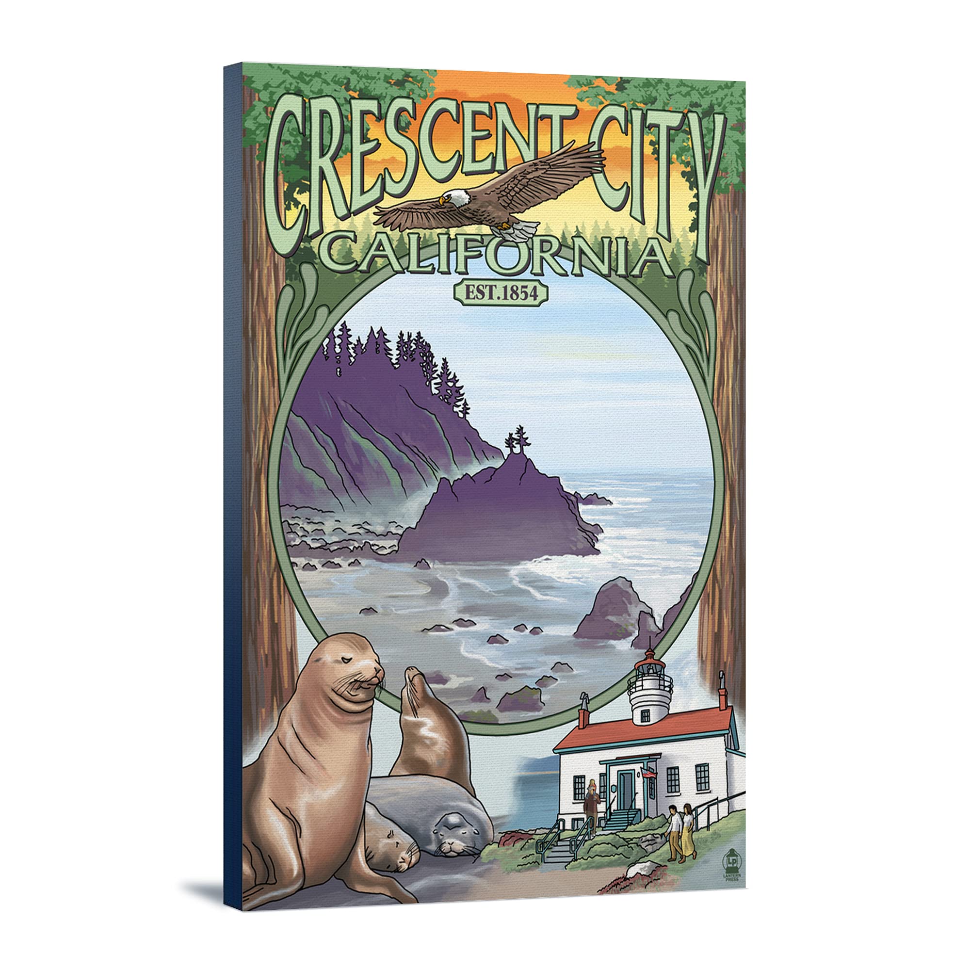 Crescent City California Wall Art - 12x18 Wrapped Canvas Print, Coastal Landscape Decor for Living Room & Bedroom | Lantern Press
