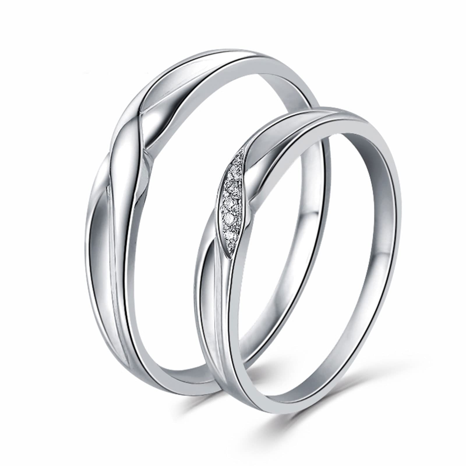 Diamond Matching Couples Rings for Him and Her - Sterling Silver/10K/14K/18K Gold Wedding Promise Rings with Free Engraving | Perfect for Anniversaries, Engagements & Romantic Gifts
