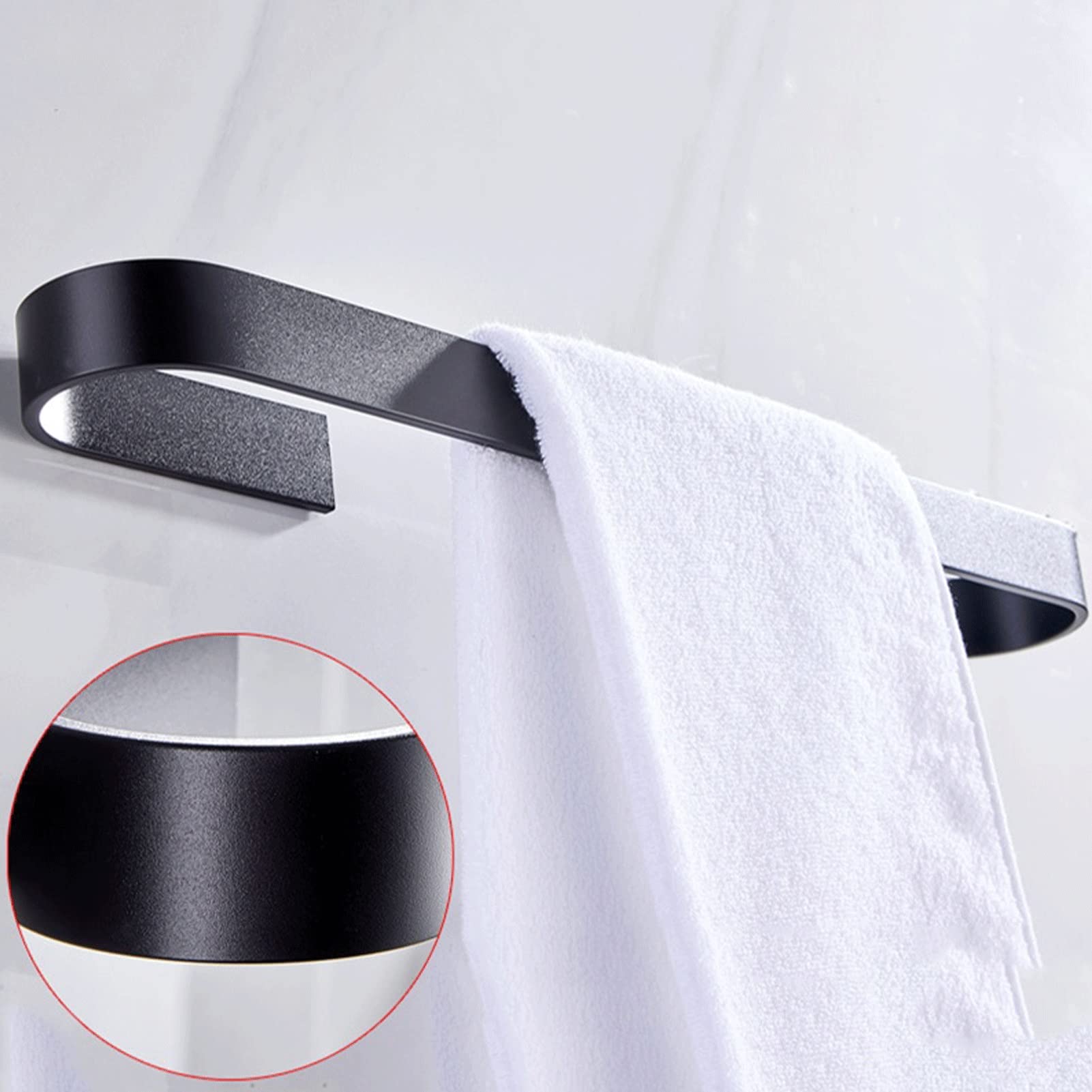25/45cm Wall Mounted Aluminum Towel Bar - Bathroom & Kitchen Towel Hanger Holder Rack with Storage Shelf | Space Saving Organizer for Small Bathrooms, Apartments & Dorm Rooms (25cm Black)