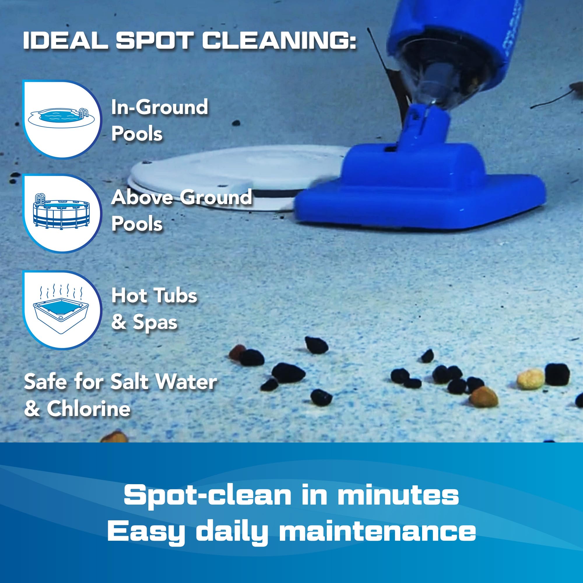 POOL BLASTER Water Tech Catfish Rechargeable Pool Cleaner - Battery-Powered Swimming Pool Vacuum for Hot Tubs, Spas, In-Ground & Above Ground Pools - Removes Dirt, Sand, Silt & Leaves - Perfect for Weekly Pool Maintenance & Seasonal Cleaning