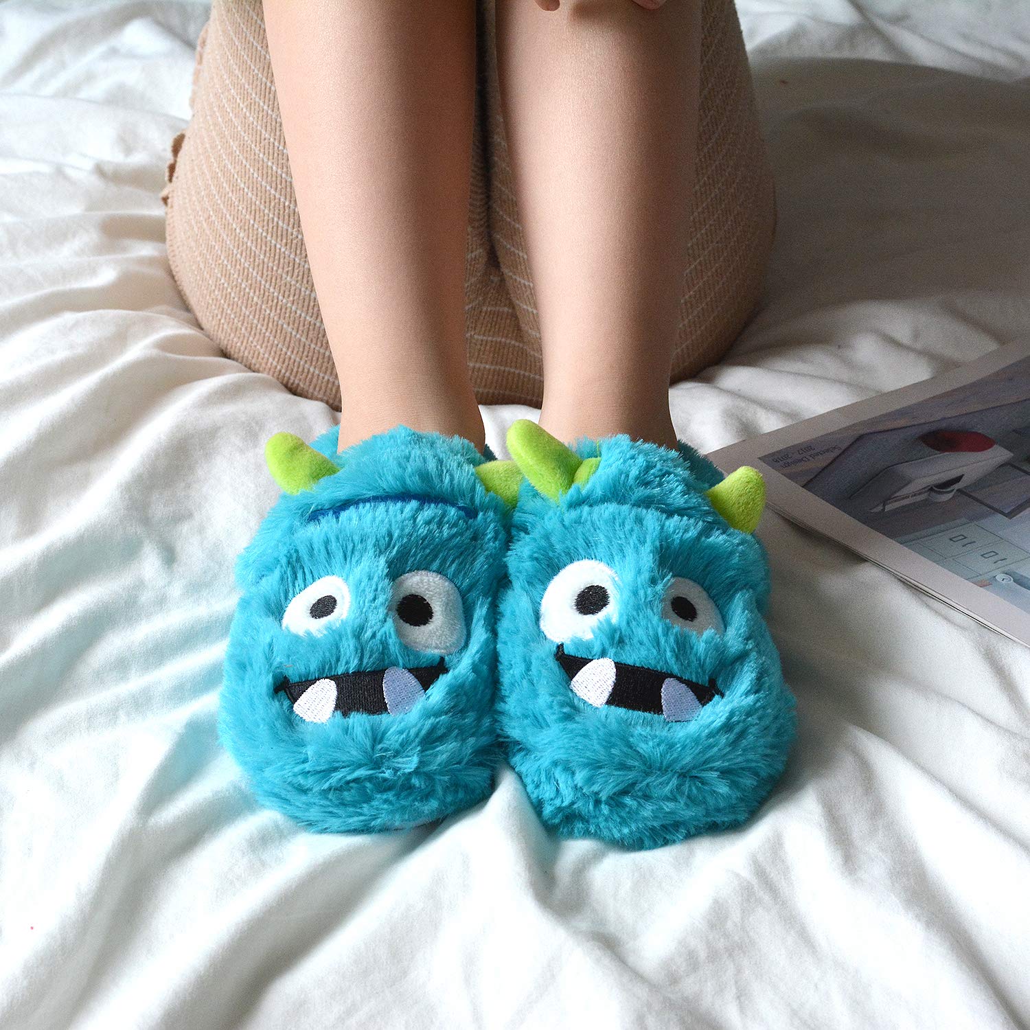 LA PLAGE Boys Monster Slippers for Kids & Toddlers - Soft House Shoes for Indoor & Bedroom Use - Perfect for Playtime & Cozy Home Comfort