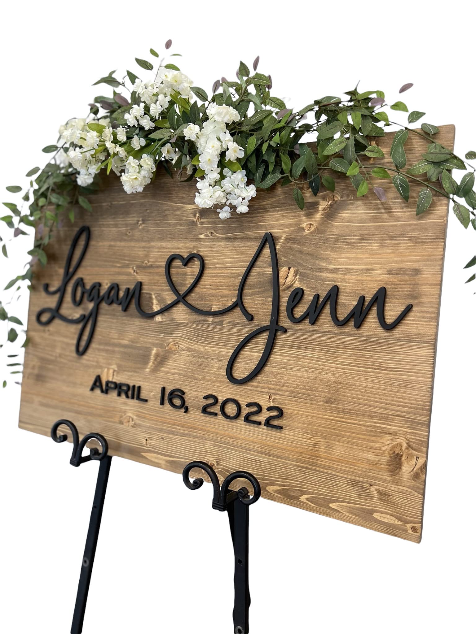Custom 3D Wooden Wedding Welcome Sign - 18x24 Inch Walnut & Black Letter - Perfect for Wedding Receptions, Bridal Showers & Anniversary Decor