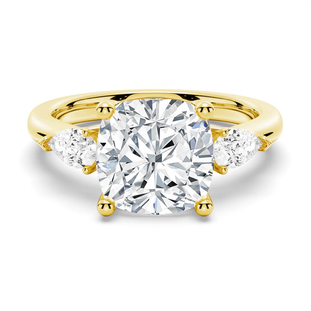 Classic Cushion Cut Three Stone Engagement Ring - Vintage Inspired Diamond Wedding Band for Women - Perfect for Proposals, Anniversaries & Romantic Occasions
