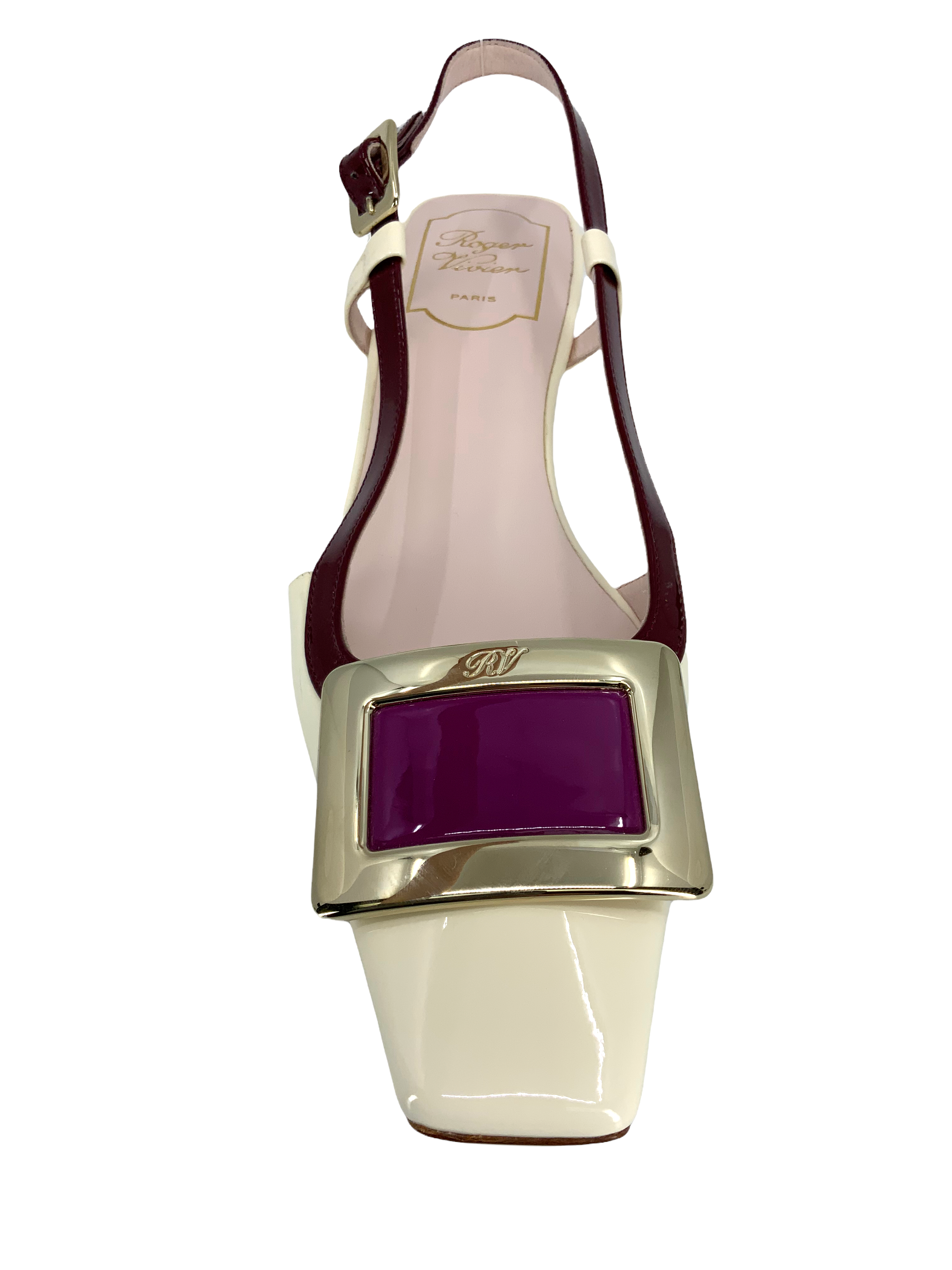 Roger Vivier Belle Vivier Patent Leather Slingback Pumps Women's Size 7.5 - Elegant Heels for Weddings, Parties & Office Wear