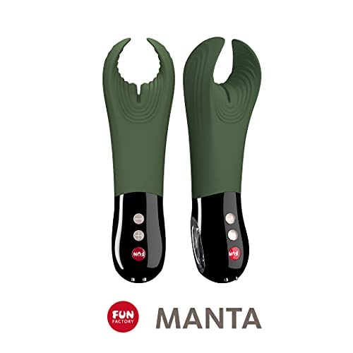 Fun Factory Manta Vibrating Male Stroker - Medical Grade Silicone Masturbator for Men | Waterproof & Body-Safe Design | Perfect for Solo Play & Couples' Intimacy (Moss Green)