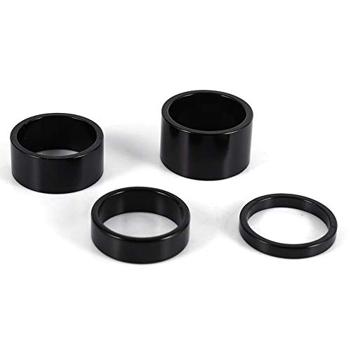 Dilwe 4Pcs Bike Stem Spacer Set - 5mm/10mm/15mm/20mm Aluminum Alloy Headset Spacers for MTB Road Bikes (4 Colors) - Perfect for Bike Maintenance, Repair and Customization
