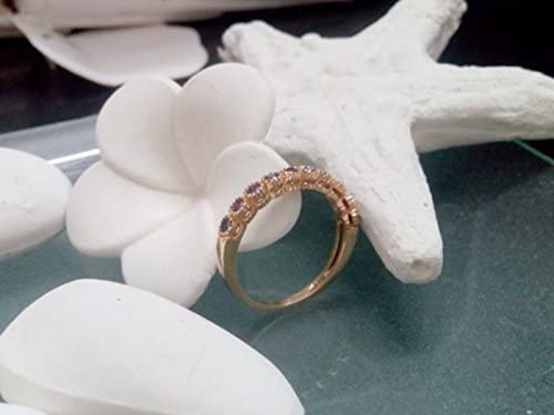 Multi Gemstone Band Ring - Amethyst & Tiny Stones Gold Filled Ring for February Birthdays, Bridal Party & Everyday Wear