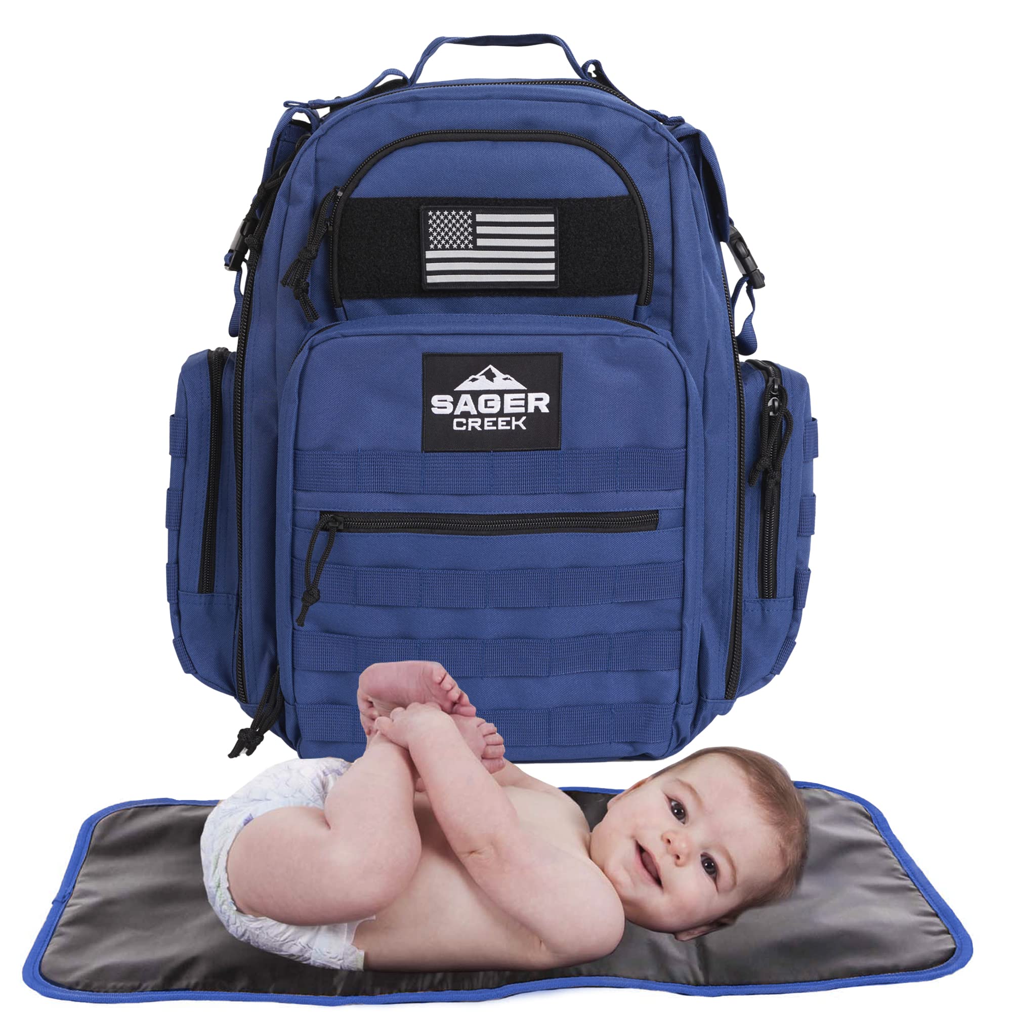 Premium Diaper Bag Backpack for Men - Waterproof Travel Baby Changing Station with Insulated Bottle Pockets | Perfect for Dads, Travel & On-The-Go Parenting (Sager Creek)