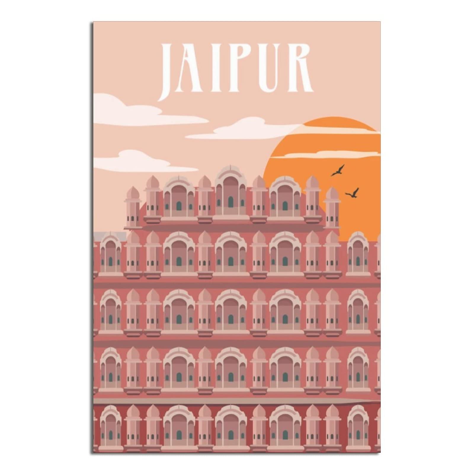 Vintage Jaipur India Travel Poster - Canvas Wall Art Decor for Bedroom, Living Room & Office - Perfect Gift for Travel Lovers & Home Decoration