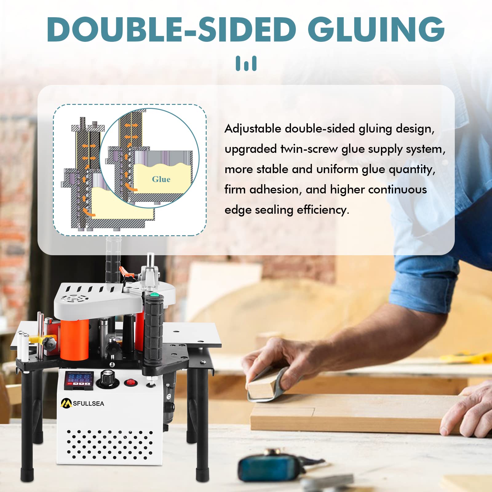 Portable Woodworking Edge Bander Machine - Adjustable Speed 5-10m/min for Straight & Curved Edges, 110V - Perfect for DIY Projects & Professional Cabinet Making