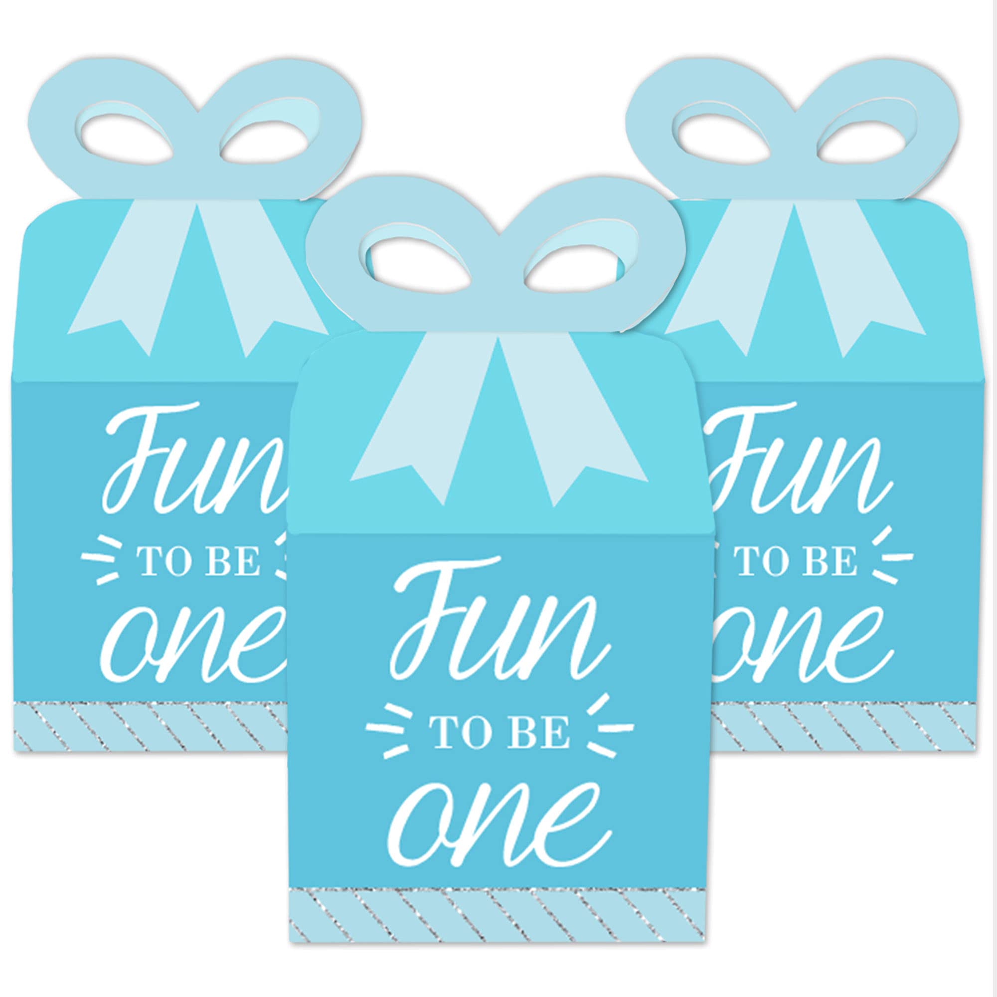 1st Birthday Boy Gift Box Set of 12 - Fun Square Party Favors for Baby Celebration