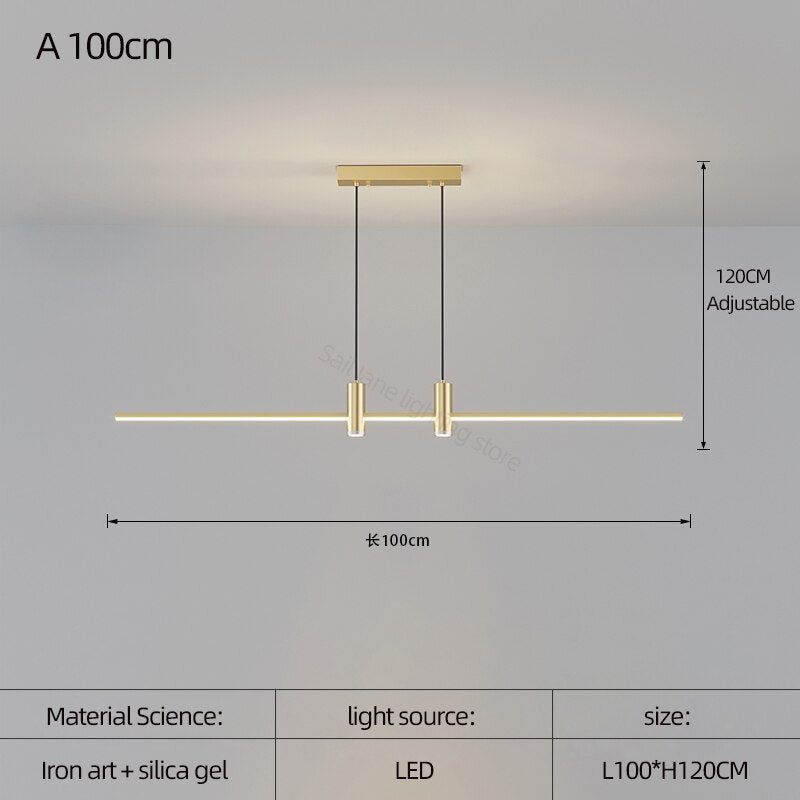 Modern LED Strip Line Chandelier Light - Dimmable Crystal Pendant Lighting Fixture for Dining Room, Bedroom, Living Room Decor - Perfect for Home, Wedding, Party & Restaurant Ambiance