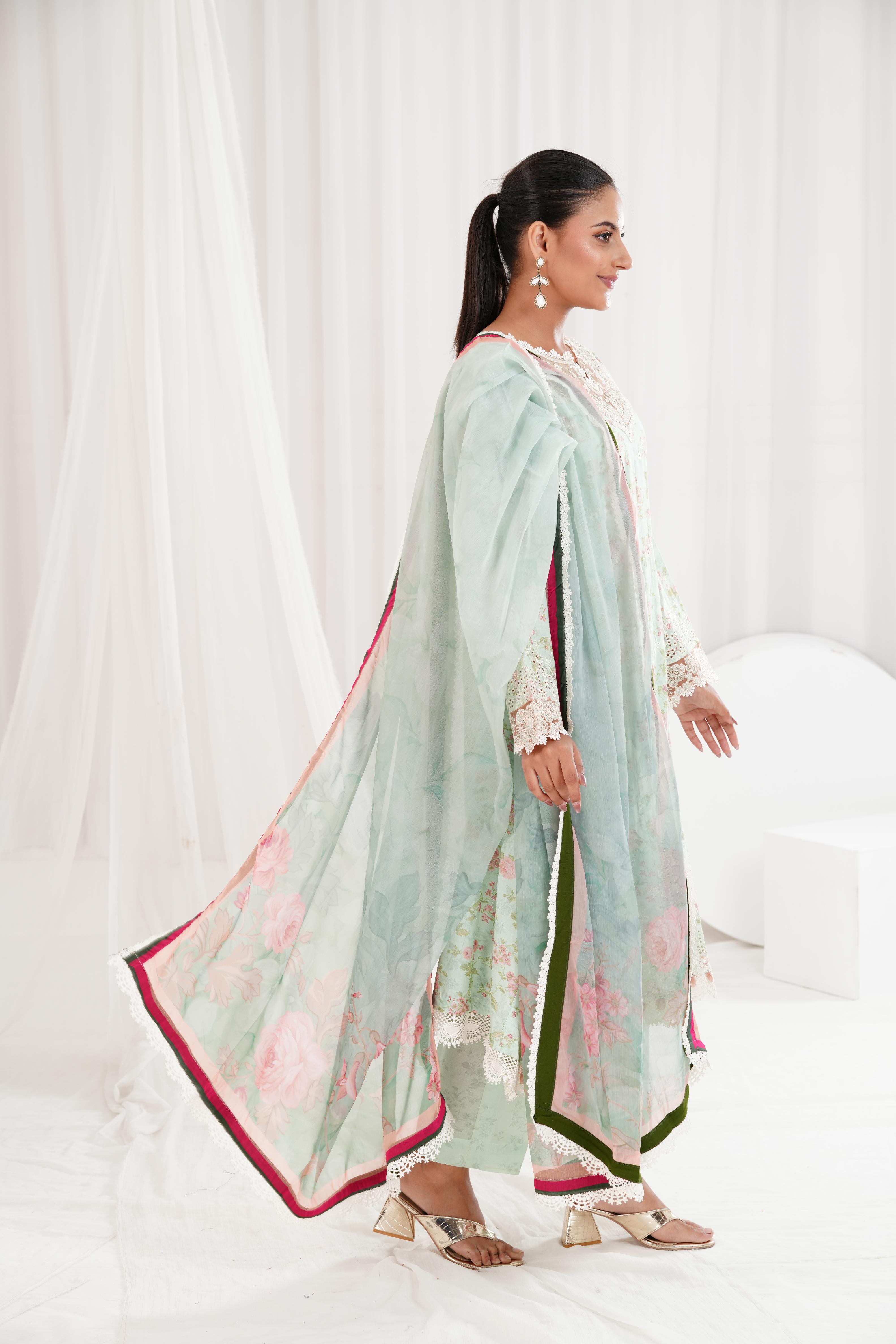 Barrie Xenia Luxury Lawn Stitched Dress - Elegant Floral Embroidered Summer Dress for Women | Perfect for Garden Parties, Weddings & Brunch Dates
