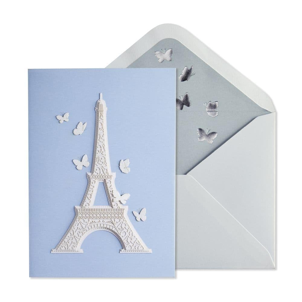 Laser Cut Eiffel Tower Birthday Card - Elegant Parisian Greeting Card for Women & Men - Perfect for Anniversaries, Valentine's Day & Romantic Occasions