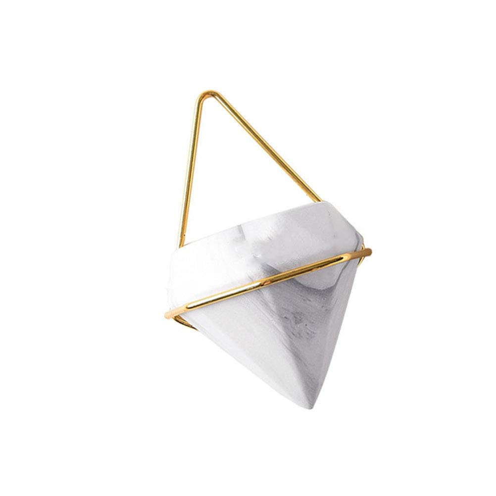 BESPORTBLE Marble Diamond Shaped Wall Hanging Planter - Small Golden Succulent Pot for Home Decor | Perfect for Living Room, Bedroom & Office Plants