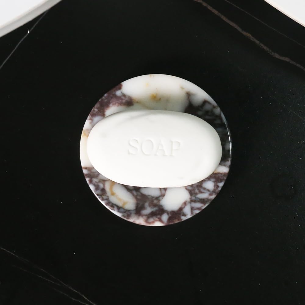 Luxury Natural Marble Soap Dish Tray - Elegant Soap Holder & Trinket Plate for Bathroom Sink, Kitchen Countertop, Bedroom Vanity | Perfect Bathroom Accessory for Spa, Hotel, and Home Decor (Rectangular Design)