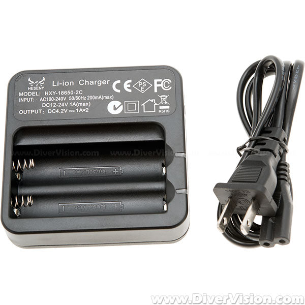 Heseny Dual Slot 18650 Li-ion Battery Charger - Fast Charging for Flashlights, Vape Mods & Electronic Devices