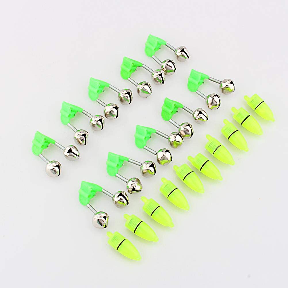AYNEFY 10-Pack LED Fishing Bell Alarm with Rod Tip Light - Night Fishing Accessory for Bite Detection, Ideal for Freshwater & Saltwater Angling