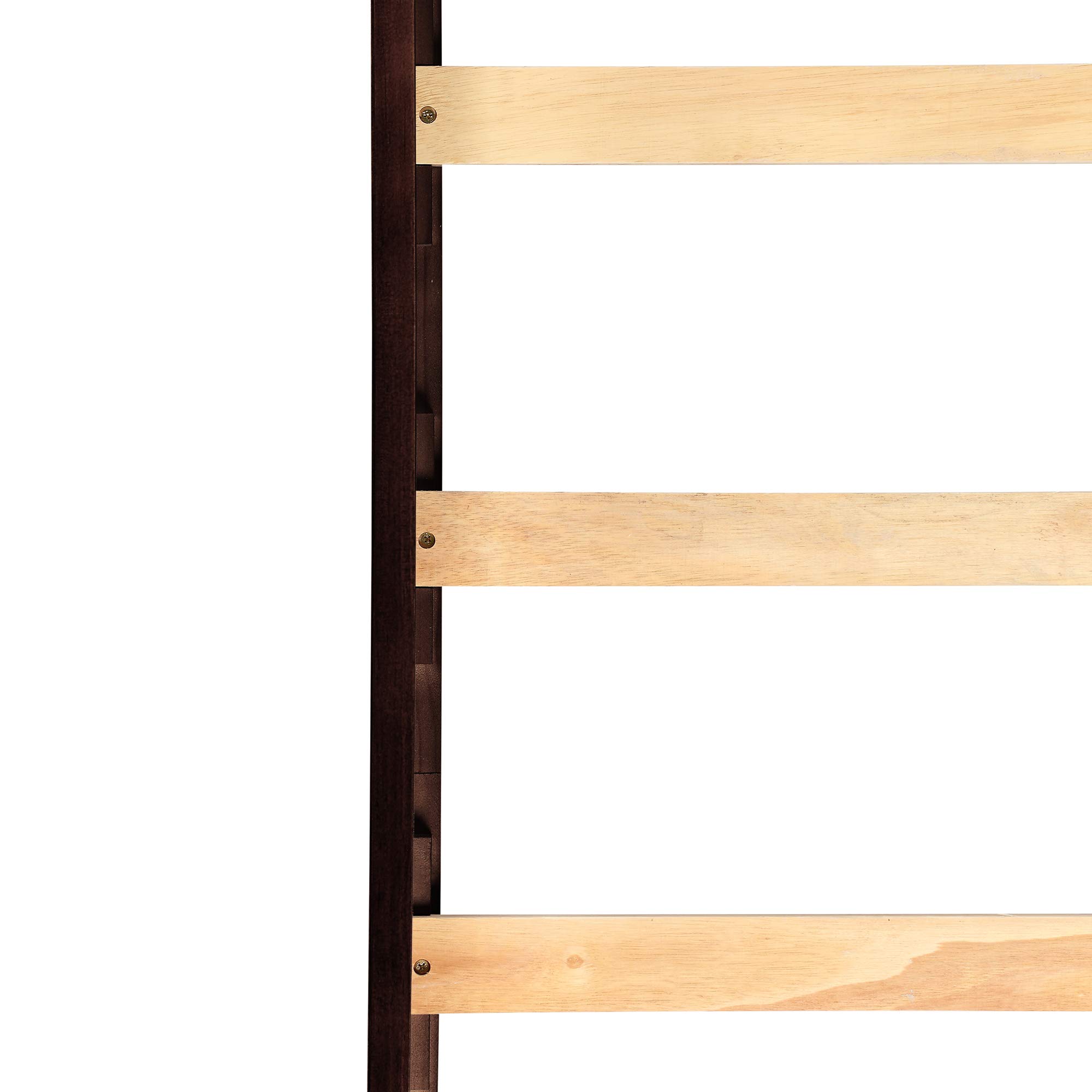 JULYFOX Twin Loft Bed with Slide for Kids - Solid Pine Wood Bunk Bed Frame with Ladder, Headboard & Guard Rails - No Box Spring Needed - Space-Saving Junior Bed for Teens & Small Rooms - Perfect for Bedrooms, Playrooms & Dormitories (Espresso)