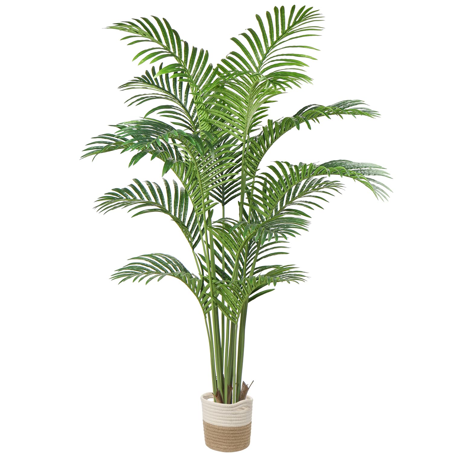 6ft Artificial Areca Palm Tree - 15 Trunks with Real Touch Leaves, Faux Tropical Plant in Decorative Pot for Indoor & Outdoor Decor - Perfect for Home, Office, Living Room, and Patio