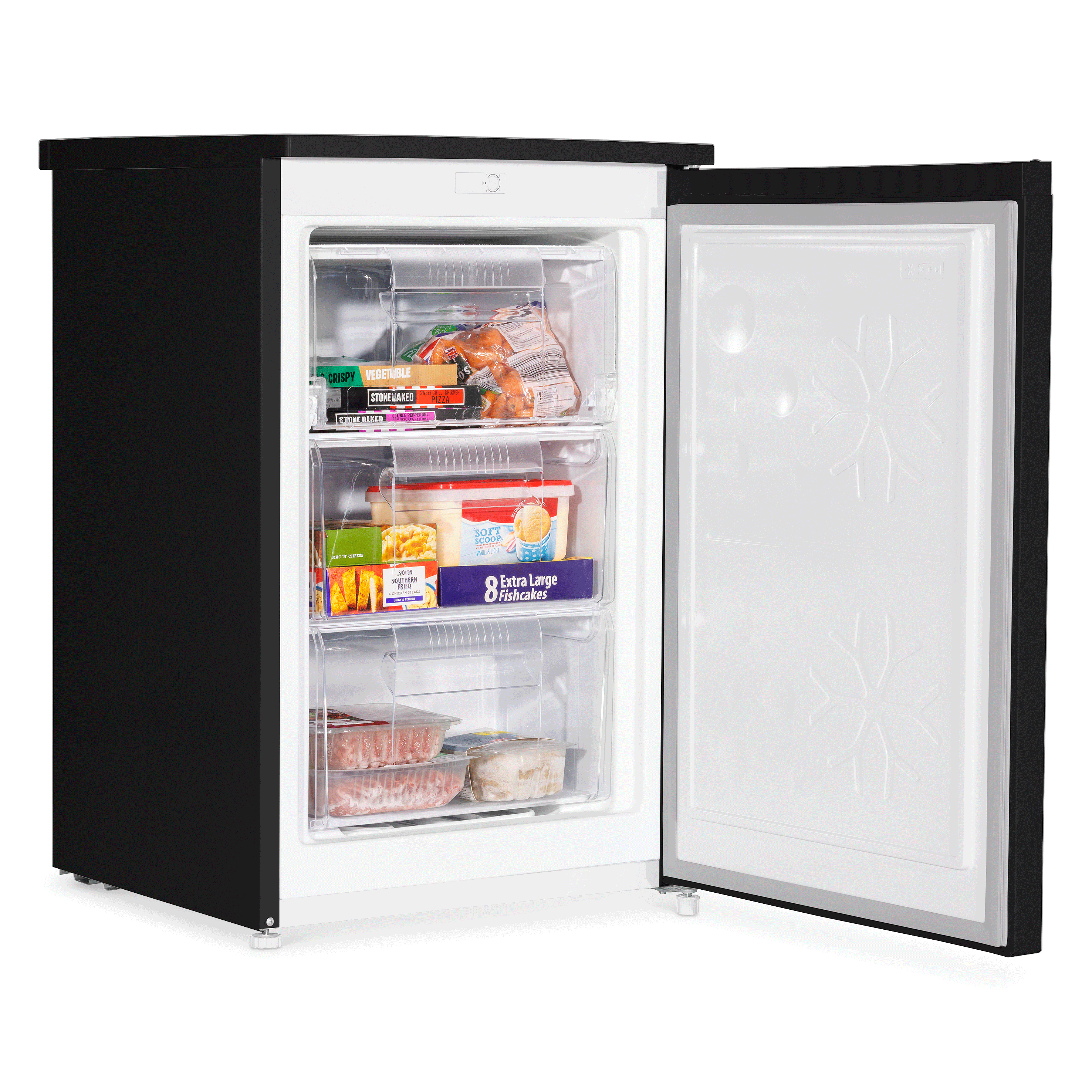 Baridi 55cm Undercounter Freezer with Adjustable Thermostat, 85L Capacity, Black (DH251) - Perfect for Kitchen, Basement, Garage & Small Spaces