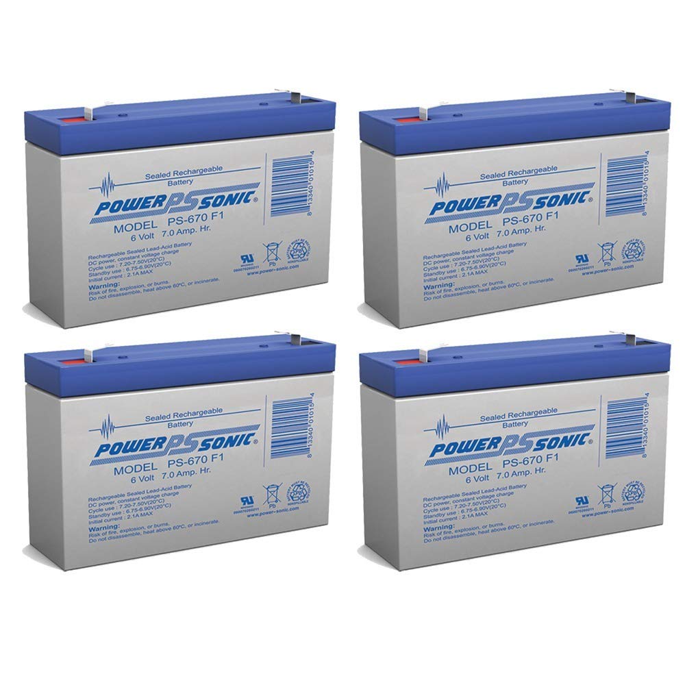 Power Sonic 6V 7Ah SLA Replacement Battery for Dyna-Ray S12200-4 Pack - Backup Power for Emergency Lights, Security Systems & Medical Equipment