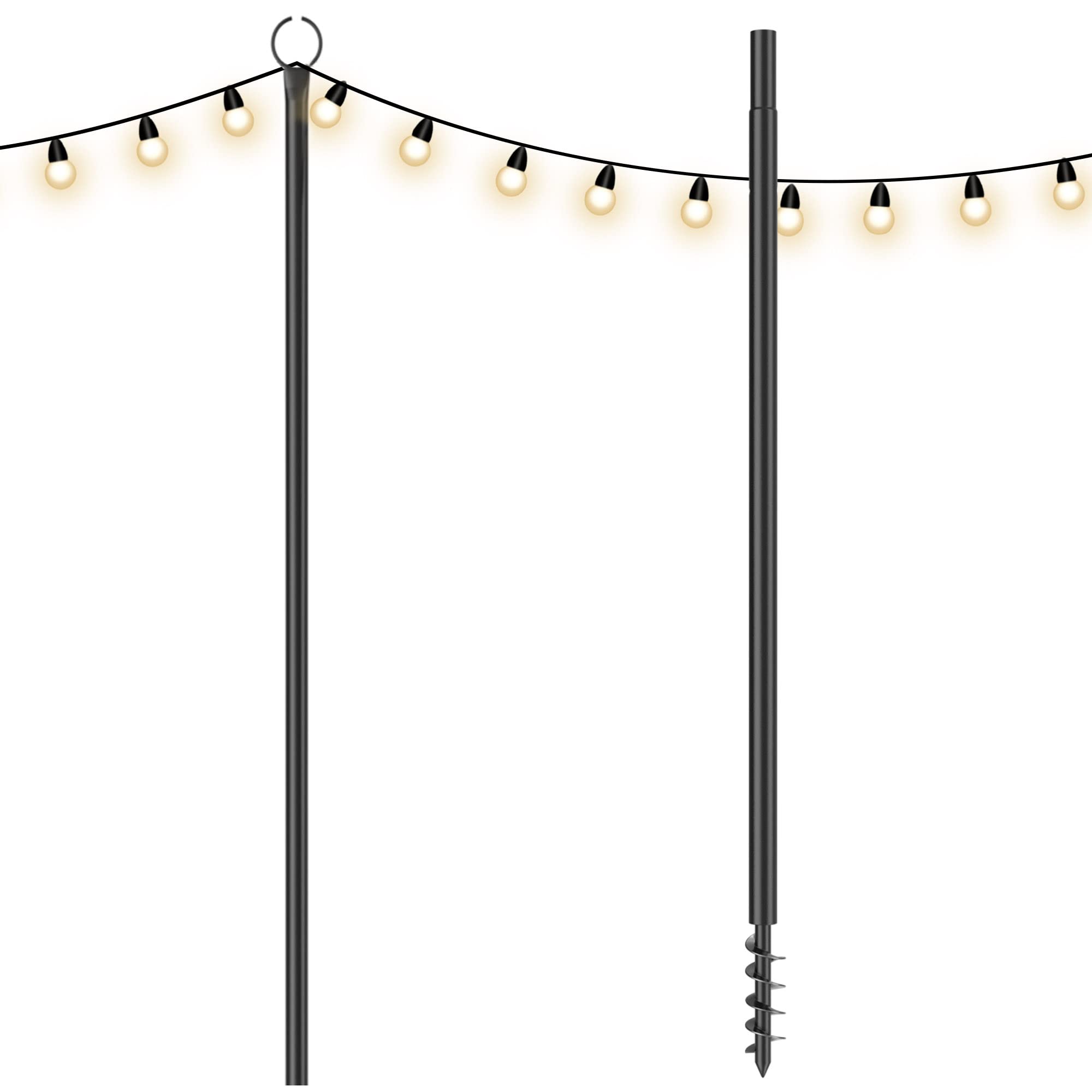 Kincubow 10.5ft Outdoor String Light Poles - 1 Pack Spiral Hanging Lights Stand for Patio, Garden, Wedding & BBQ Party Decor | Perfect for Backyard, Deck, and Outdoor Entertaining