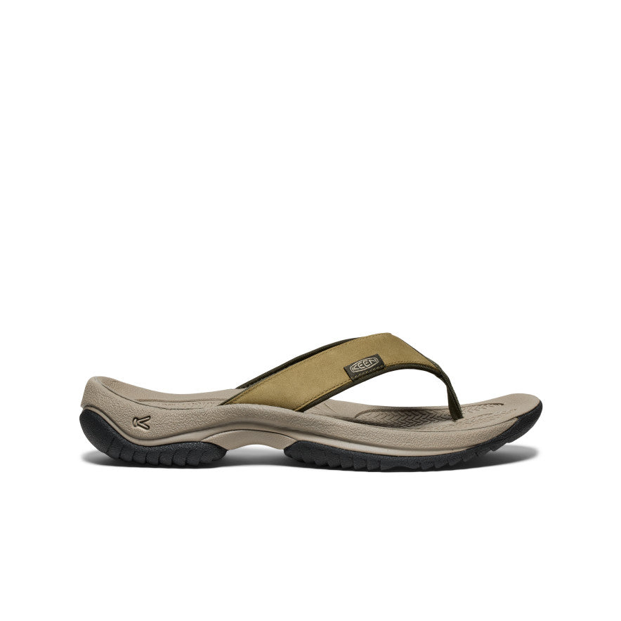 Men's Kona Leather Flip Flops - Comfortable Sandals for Beach, Pool & Casual Wear | Martini Olive/Forest Night Color Options
