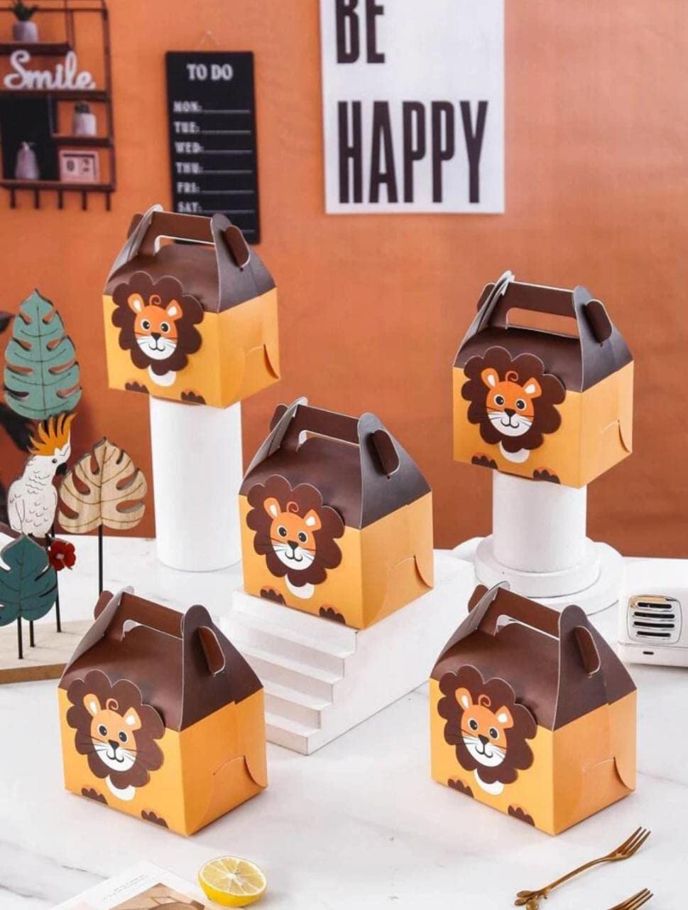 20-Piece Lion Printed Decorative Folding Storage Box Set - Perfect for Kids Birthday Gifts, Party Favors, Chocolate & Dry Fruit Packaging - Reusable Cardboard Gift Boxes for Home Organization & Party Decor