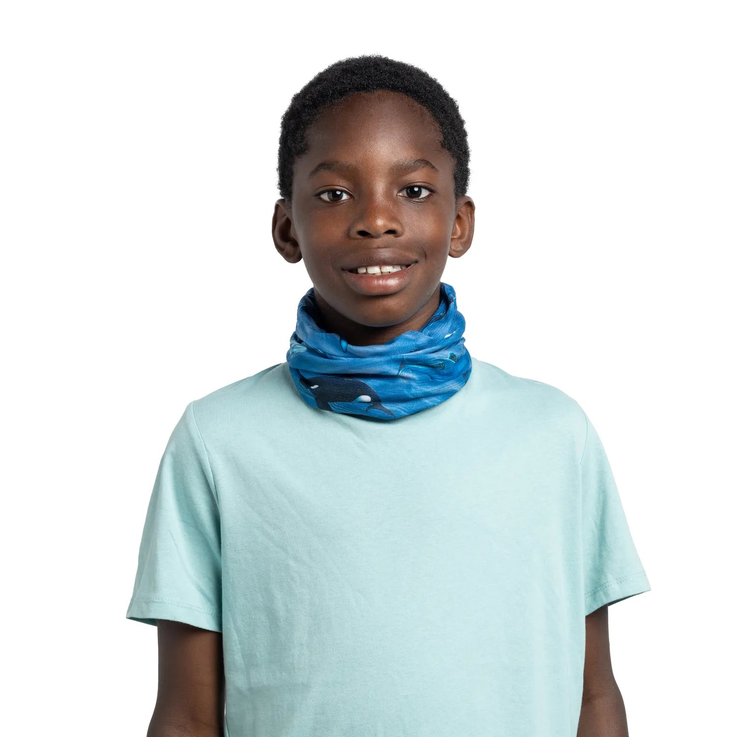 CoolNet UV® Cooling Neck Gaiter for Youth - Diver Whales Print - Sun Protection & Breathable Scarf for Swimming, Hiking & Outdoor Activities