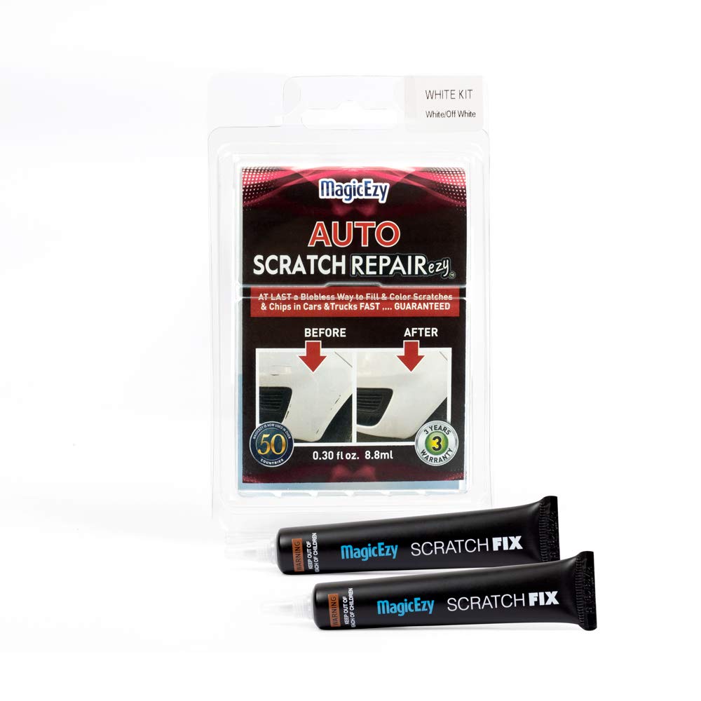 MagicEzy Auto Scratch Repair Kit (White) - Car Touch Up Paint for Scratches & Chips | Universal Fit All Makes & Models | No Color Matching Needed | Perfect for DIY Car Scratch Repair at Home or On-the-Go